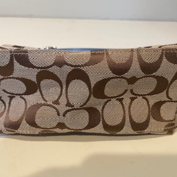 AUTHENTIC COACH Y2K SIGNATURE BROWN CANVAS MINI DEMI BAGUETTE SHOULDER BAG Blue - Picture 3 of 6